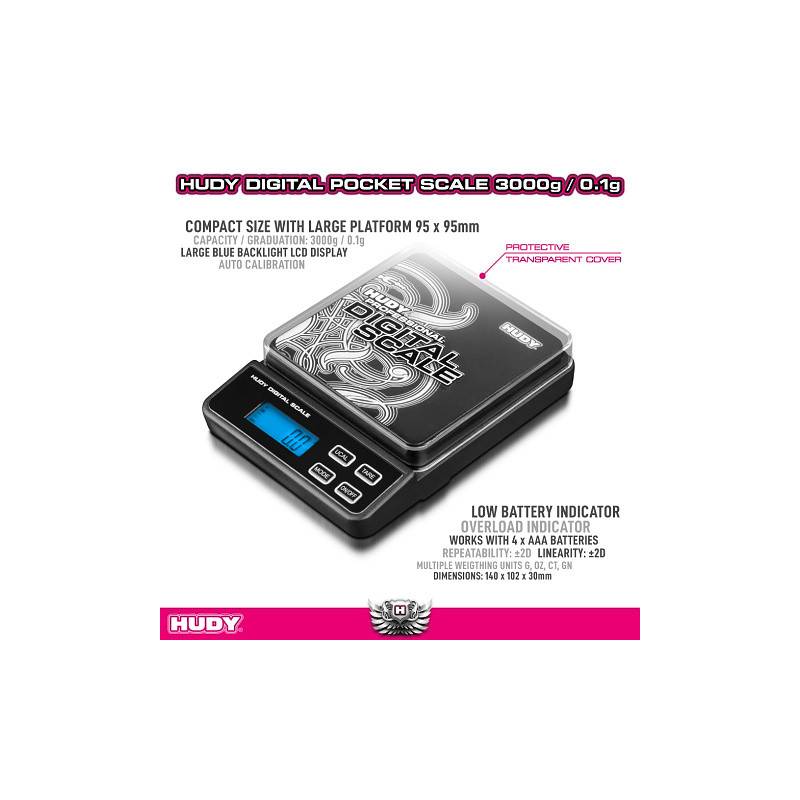 HUDY PROFFESIONAL DIGITAL POCKET SCALE 3000g/0.1g - HUDY - 107866 HUDY PROFFESIONAL DIGITAL POCKET SCALE 3000g/0.1g - HUDY - 107866