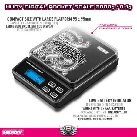 HUDY PROFFESIONAL DIGITAL POCKET SCALE 3000g/0.1g - HUDY