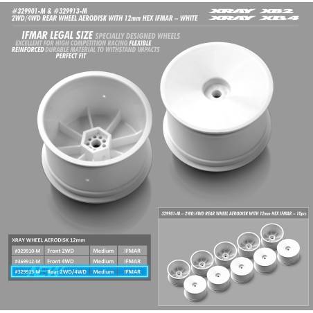 2WD/4WD REAR WHEEL AERODISK WITH 12MM HEX IFMAR - WHITE (2) - XRAY