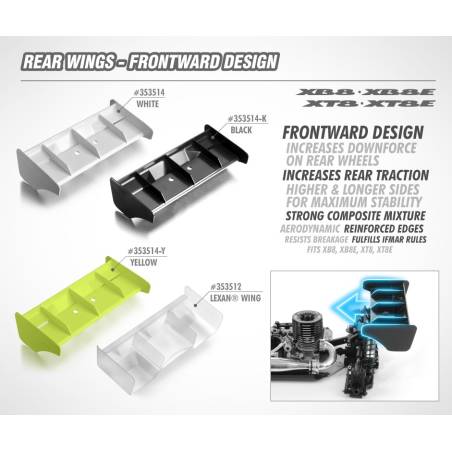 REAR WING - FRONTWARD - WHITE - XRAY - 353514