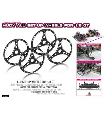 ALU SET-UP WHEEL FOR 1/8 GT (4) - HUDY - 109672