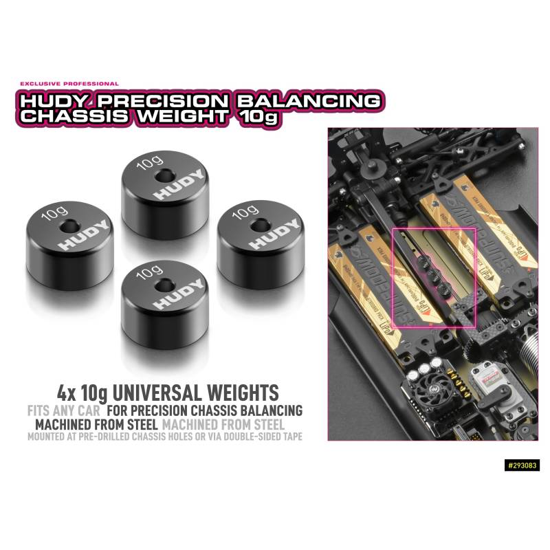 PRECISION BALANCING CHASSIS WEIGHT 10g (4) - HUDY PRECISION BALANCING CHASSIS WEIGHT 10g (4) - HUDY
