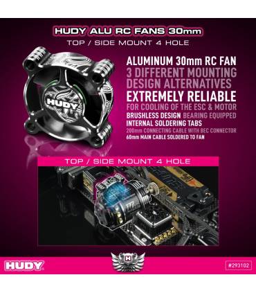 HUDY ALU RC FAN 30MM - TOP/SIDE MOUNT 4 HOLE - HUDY - 293102