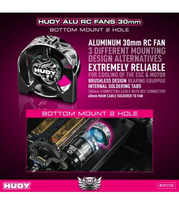 HUDY ALU RC FAN 30MM - BOTTOM MOUNT 2 HOLE - HUDY - 293100