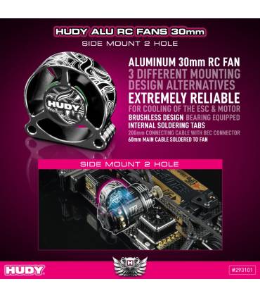 HUDY ALU RC FAN 30MM - SIDE MOUNT 2 HOLE - HUDY - 293101