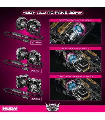 HUDY ALU RC FAN 30MM - TOP/SIDE MOUNT 4 HOLE - HUDY