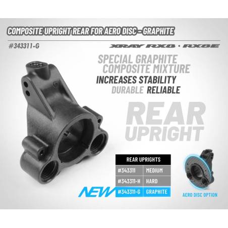 COMPOSITE UPRIGHT REAR FOR AERO DISC - GRAPHITE - XRAY - 343311-G