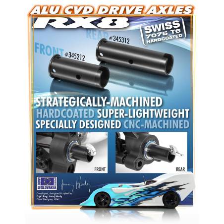 ALU FRONT CVD DRIVE AXLE - SWISS 7075 T6 - HARD COATED - 345212 - XRA