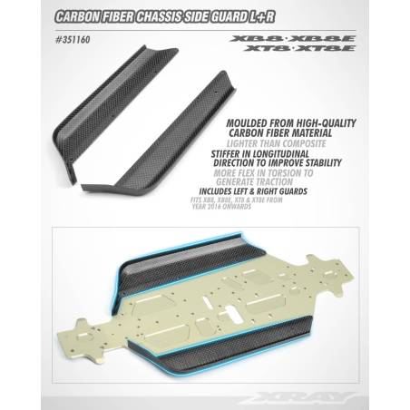 XB8 / XB8E CARBON FIBER CHASSIS SIDE GUARD L+R - XRAY - 351160