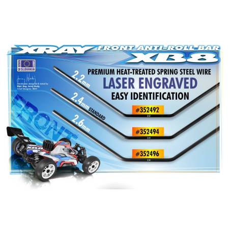 XB8 FRONT ANTI-ROLL BAR 2.2MM - 352492 - XRAY