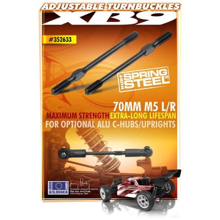 ADJ. TURNBUCKLE M5 L/R 72 MM - HUDY SPRING STEEL - V3 (2) - XRAY