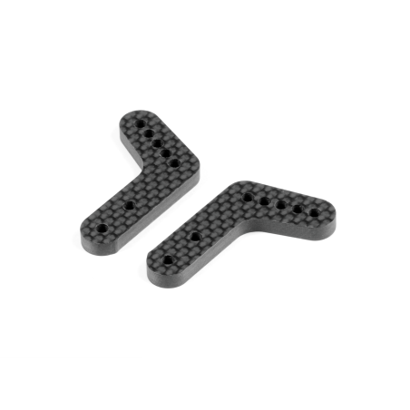 GT GRAPHITE REAR ROLL CENTER UPRIGHT PLATE 4MM (2) - XRAY