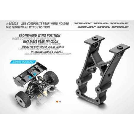 XB8 REAR WING HOLDER FOR FRONTWARD WING POSITION - XRAY