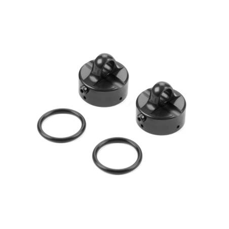 XB8/GT ALU SHOCK CAP NUT VENT HOLE BLACK (2) - V2 - XRAY