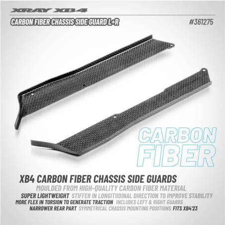 XB4'23 CARBON FIBER CHASSIS SIDE GUARD L+R - XRAY - 361275