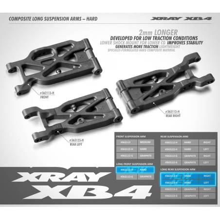 COMPOSITE LONG SUSPENSION ARM FRONT LOWER - HARD - XRAY