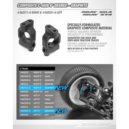 COMPOSITE C-HUB 6° DEG. LEFT - GRAPHITE - XRAY