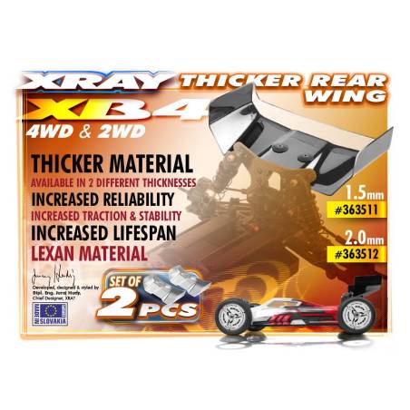 LEXAN REAR WING 2.0MM (2) - XRAY