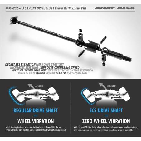 ECS FRONT DRIVE SHAFT 83MM WITH 2.5MM PIN - SET - XRAY - 365202