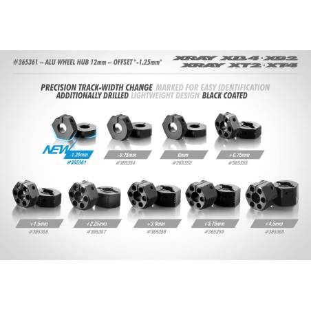 """ALU WHEEL HUB 12MM - OFFSET """"+4.5MM"""" (2)"" - XRAY"