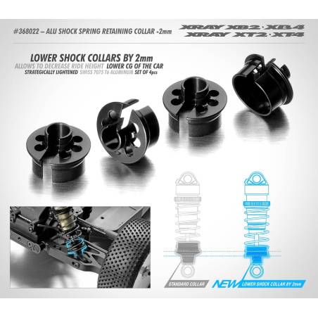 ALU SHOCK SPRING RETAINING COLLAR -2MM (4) - 368022 - XRAY