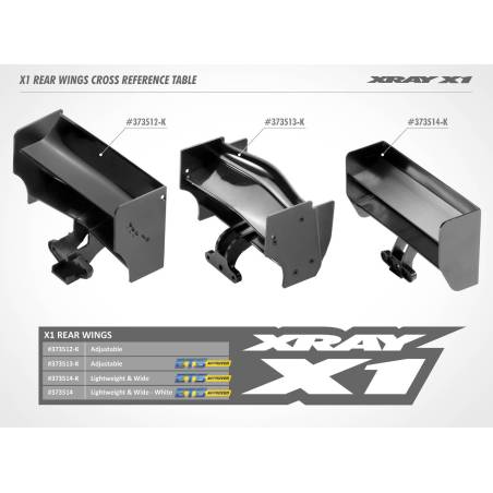 X1 COMPOSITE REAR WING - LIGHTWEIGHT & WIDE - BLACK - XRAY