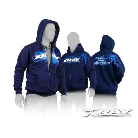 XRAY SWEATER HOODED WITH ZIPPER - BLUE (L) - XRAY - 395600L