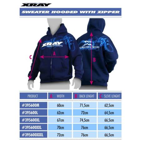 XRAY SWEATER HOODED WITH ZIPPER - BLUE (L) - XRAY - 395600L