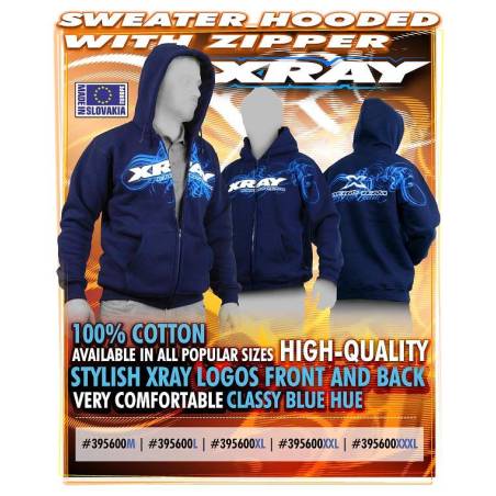 XRAY SWEATER HOODED WITH ZIPPER - BLUE (L) - XRAY