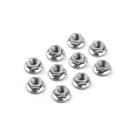 NUT M4 WITH SERRATED FLANGE  (10) - XRAY