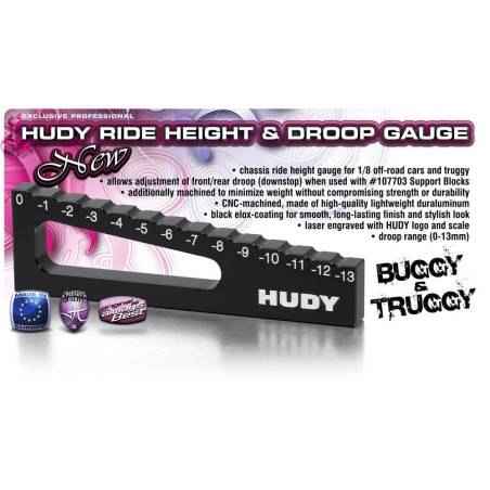CHASSIS DROOP GAUGE 0 TO -13 MM FOR 1/8 OFF-ROAD & TRUGGY - 107717 - 