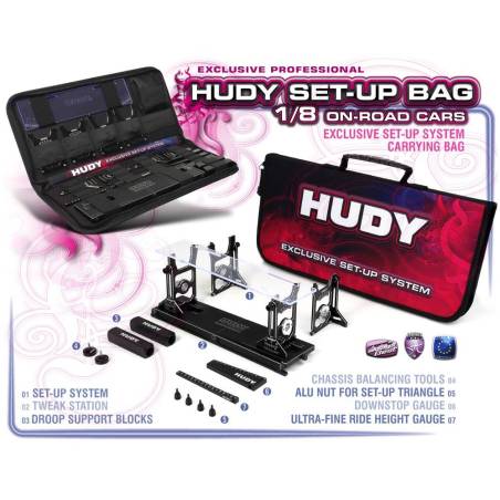 SET OF SET-UP TOOLS + CARRYING BAG - FOR 1/8 ON-ROAD CARS - HUDY