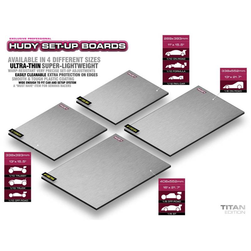 FLAT SET-UP BOARD FOR 1/10 OFF-ROAD - LIGHT - TITAN - HUDY - 108604 FLAT SET-UP BOARD FOR 1/10 OFF-ROAD - LIGHT - TITAN - HUDY - 108604