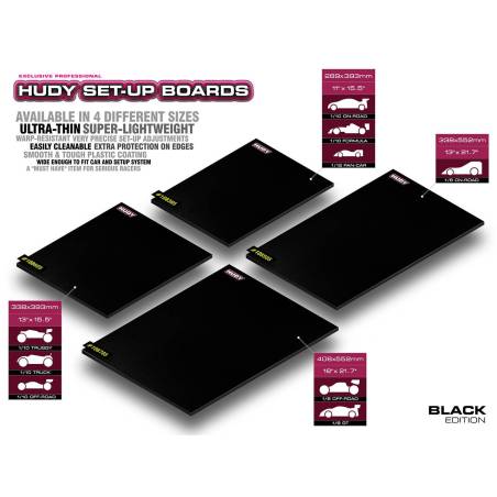 FLAT SET-UP BOARD FOR 1/8 OFF-ROAD & GT - BLACK - HUDY