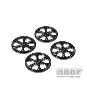 ALU SET-UP WHEEL FOR 1/10 RUBBER TIRES (4) - 109370 - HUDY