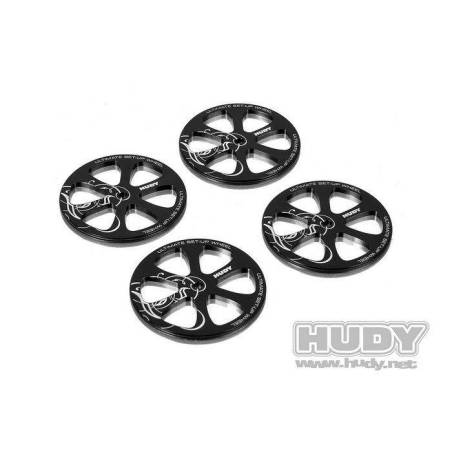 ALU SET-UP WHEEL FOR 1/10 RUBBER TIRES (4) - HUDY