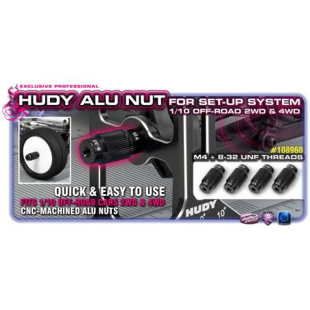 ALU NUT FOR 1/10 OFF-ROAD SET-UP SYSTEM (4) - HUDY
