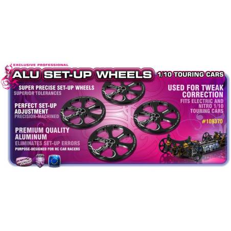 ALU SET-UP WHEEL FOR 1/10 RUBBER TIRES (4) - HUDY