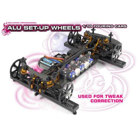 ALU SET-UP WHEEL FOR 1/10 RUBBER TIRES (4) - HUDY