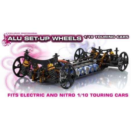 ALU SET-UP WHEEL FOR 1/10 RUBBER TIRES (4) - HUDY