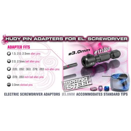 PIN ADAPTER 3.0MM FOR EL. SCREWDRIVER - HUDY