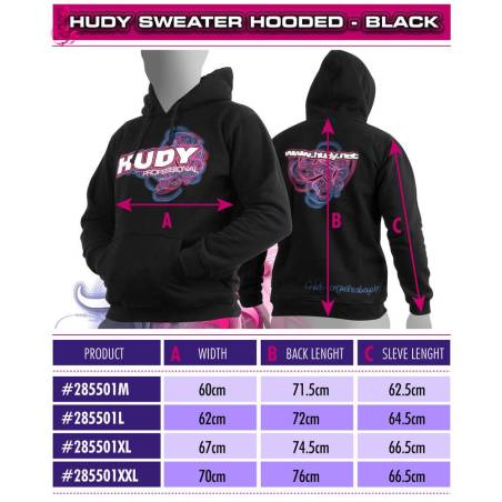 HUDY SWEATER HOODED - BLACK (M) - HUDY