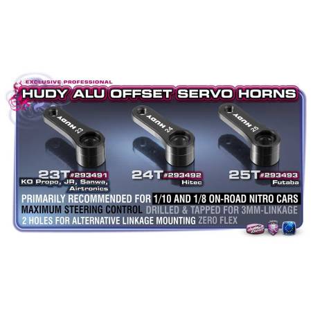 ALU SERVO HORN - FUTABA, SAVÖX - OFFSET 1-HOLE M3 - 25T - V2 - HUDY