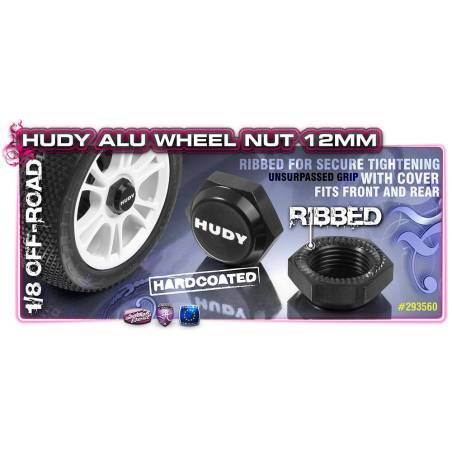 HUDY ALU WHEEL NUT WITH COVER - RIBBED (2) - HUDY