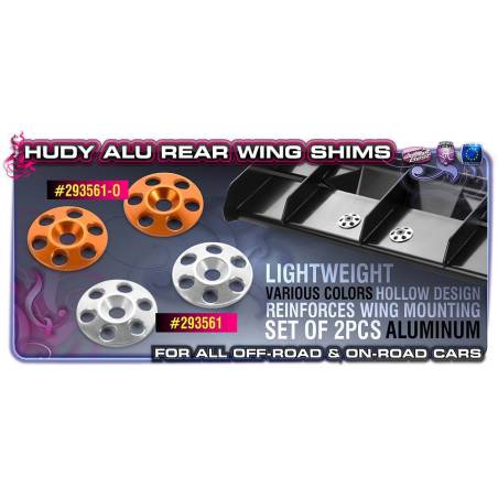 HUDY ALU REAR WING SHIM - ORANGE (2) - HUDY
