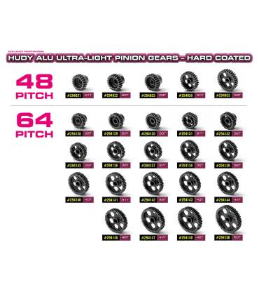 HUDY ALU LIGHT PINION GEAR - HARD COATED - 32T / 64 - HUDY - 294132