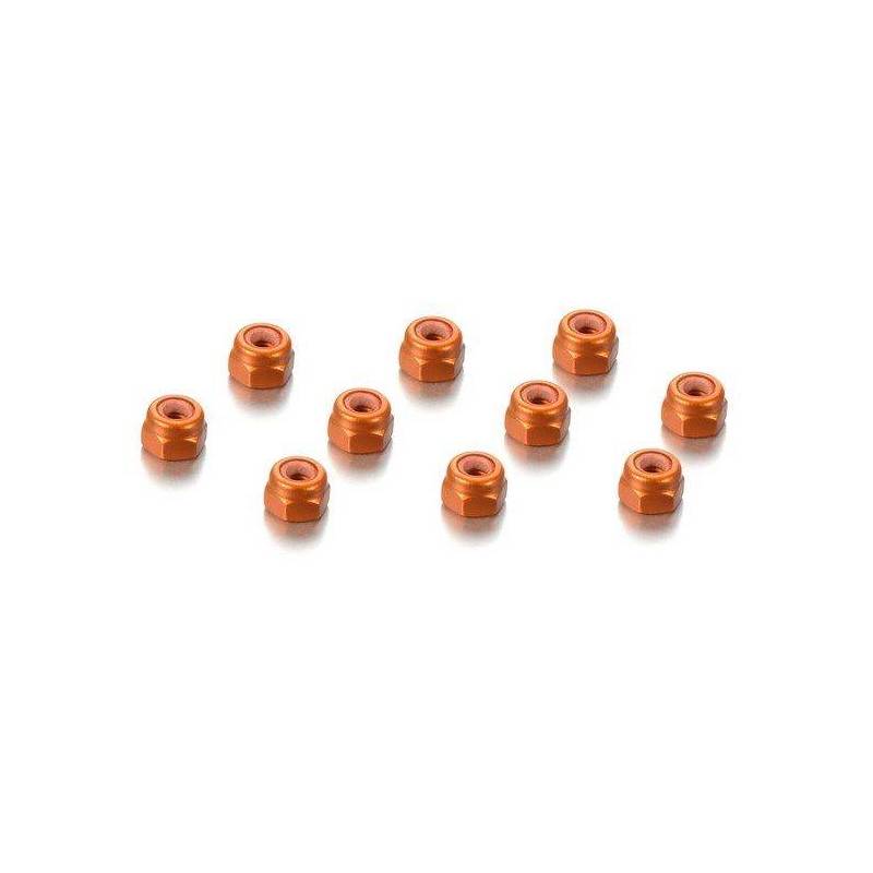 ALU NUT M3 - ORANGE (10) - HUDY
