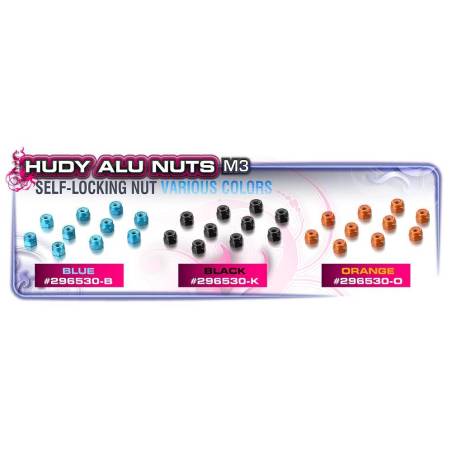 ALU NUT M3 - ORANGE (10) - HUDY