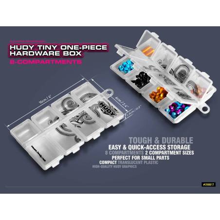 HUDY TINY ONE-PIECE HARDWARE BOX - 8-COMPARTMENTS - HUDY