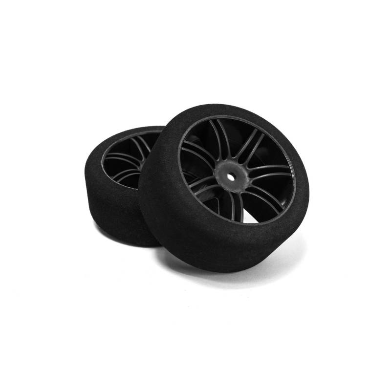 Pair of front tyres 1/10 Shore 37 on carbon rims - HOT RACE Pair of front tyres 1/10 Shore 37 on carbon rims - HOT RACE